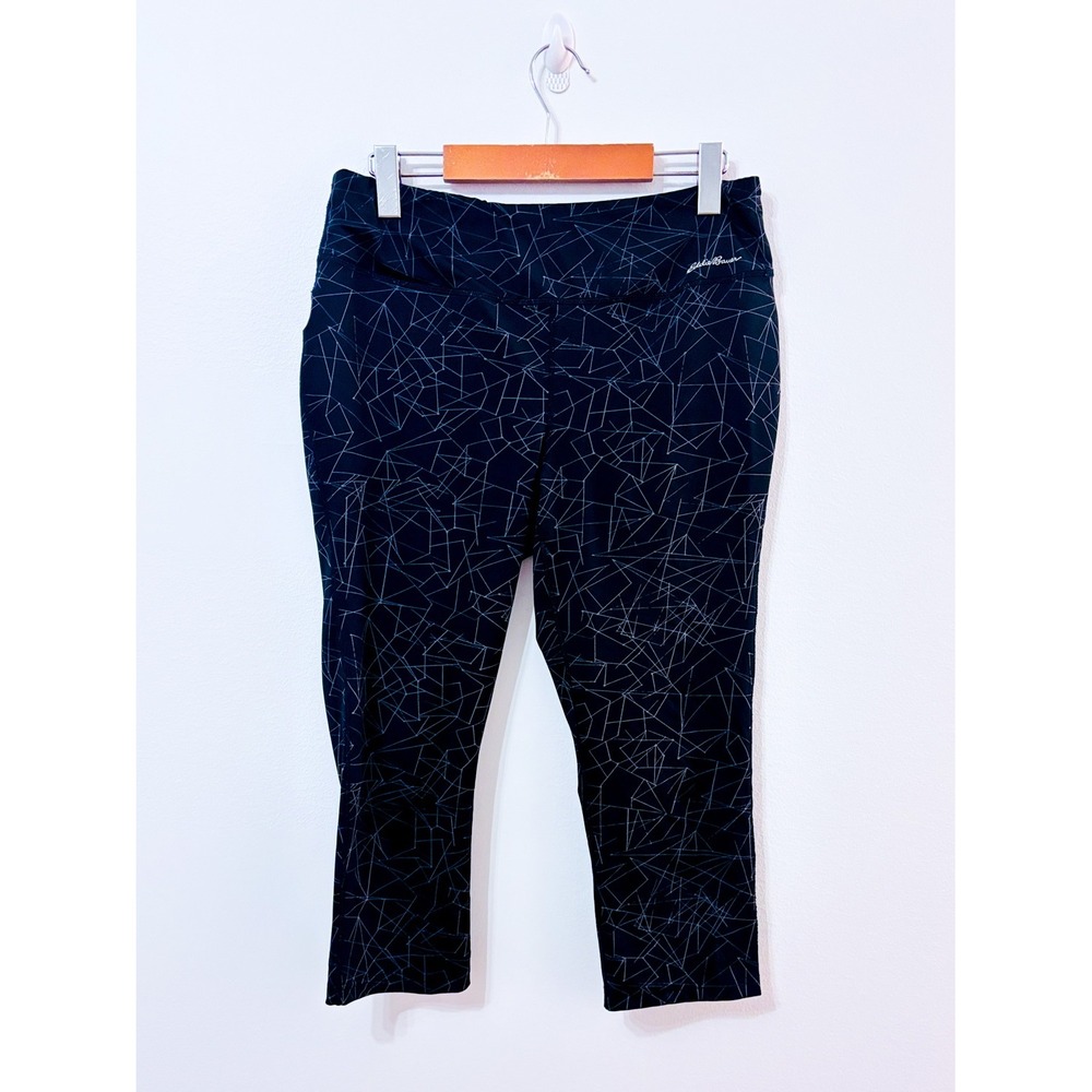 EDDIE BAUER Black Printed Capri Leggings | Active Workout | Large